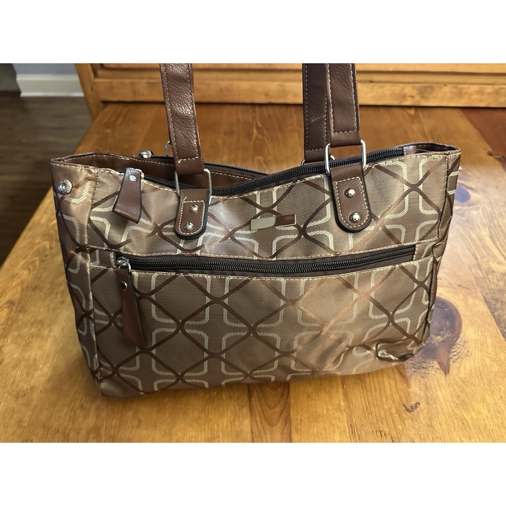Women's Brown Shoulder‎ Bag Purse Geometric